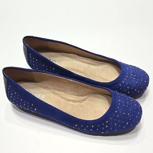 Michelle D Berry Blue Studded Ballet Flats - Nwt Size 6.5